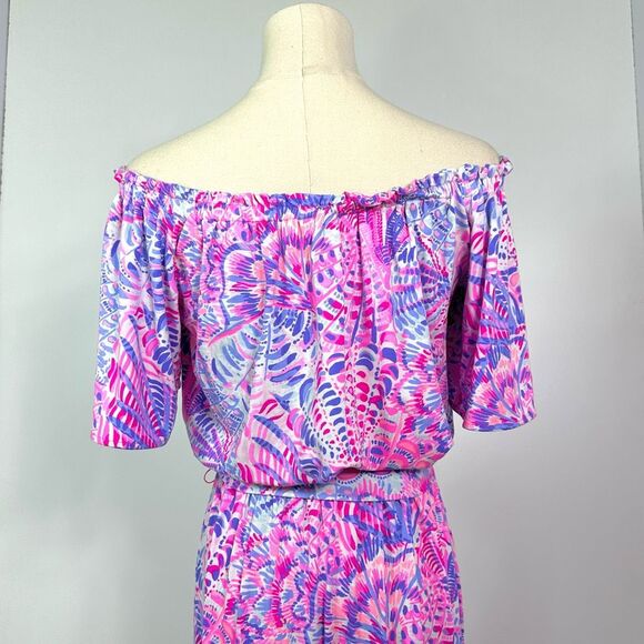 Lilly Pulitzer Moriah Off Shoulder Midi Dress S Preppy Coastal Resort Boho - Picture 15 of 16